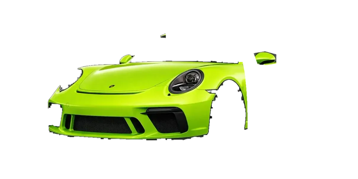 Silver coverage: full front bumper, hood, fenders and mirrors